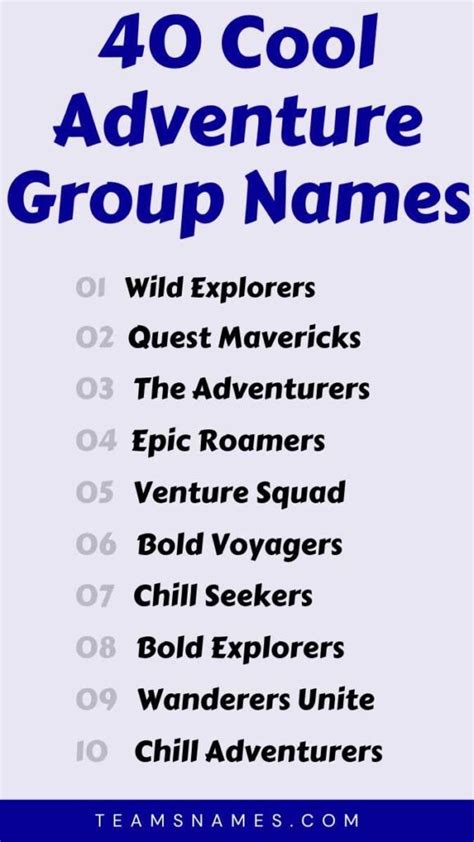 names for adventurers.